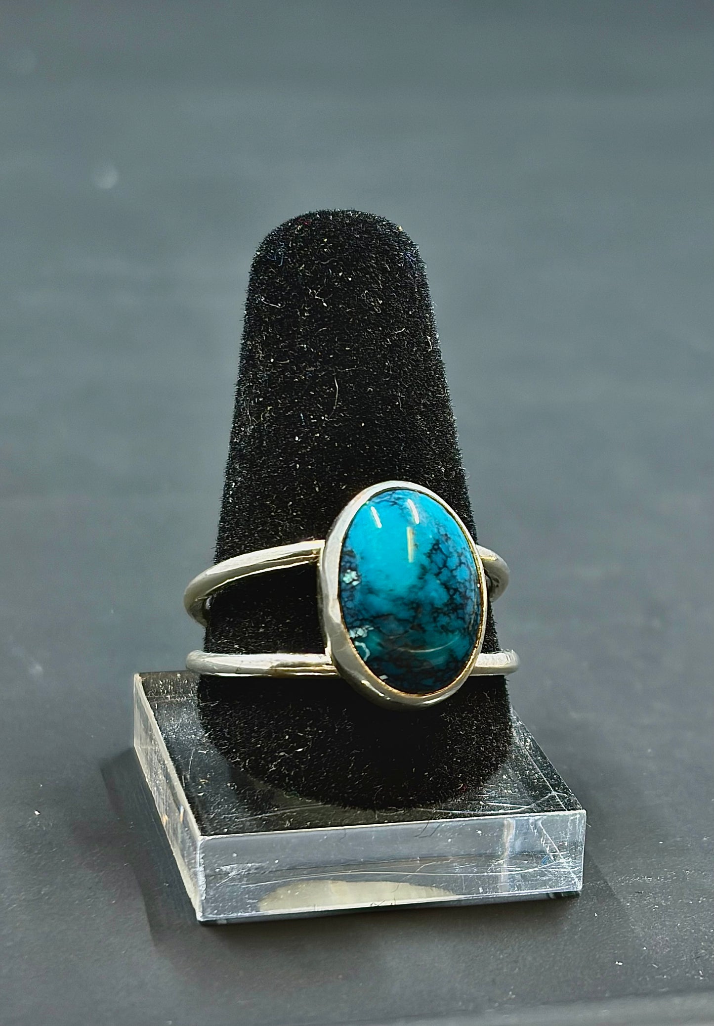 Turquoise .925 silver Double Band Ring Size-9 us