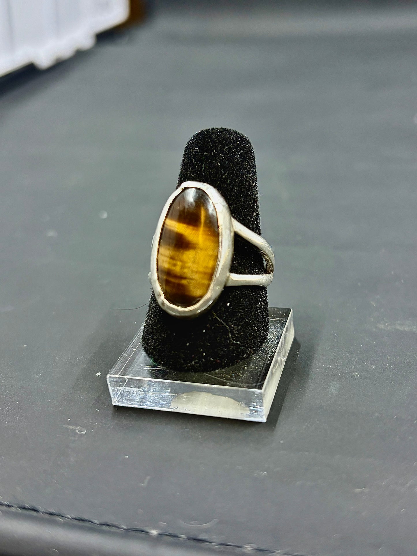 Tigers Eye .925 Silver Ring Size-8 us