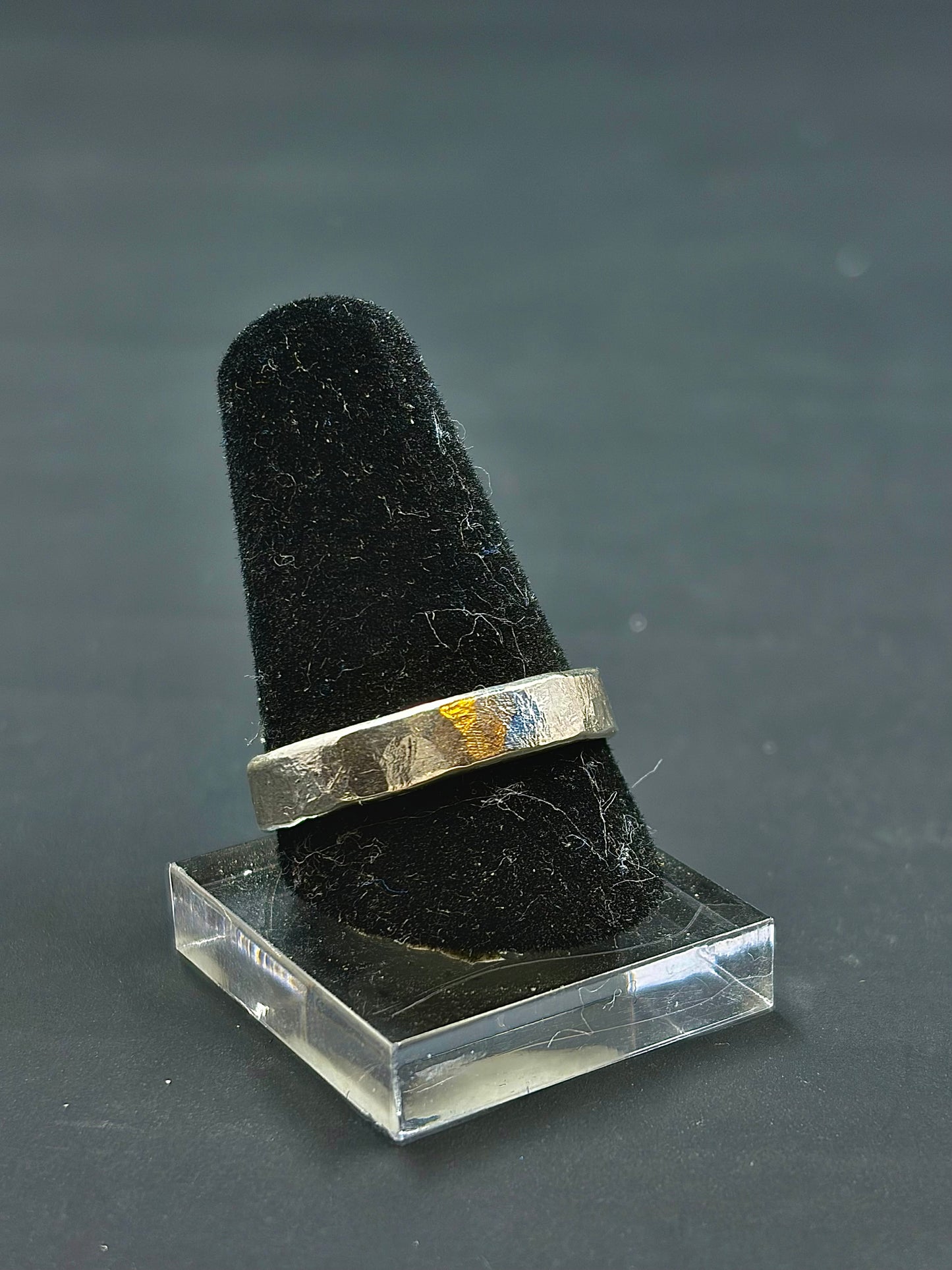 Thick Classic Band .925 Silver Hammer Textured Size 8.5