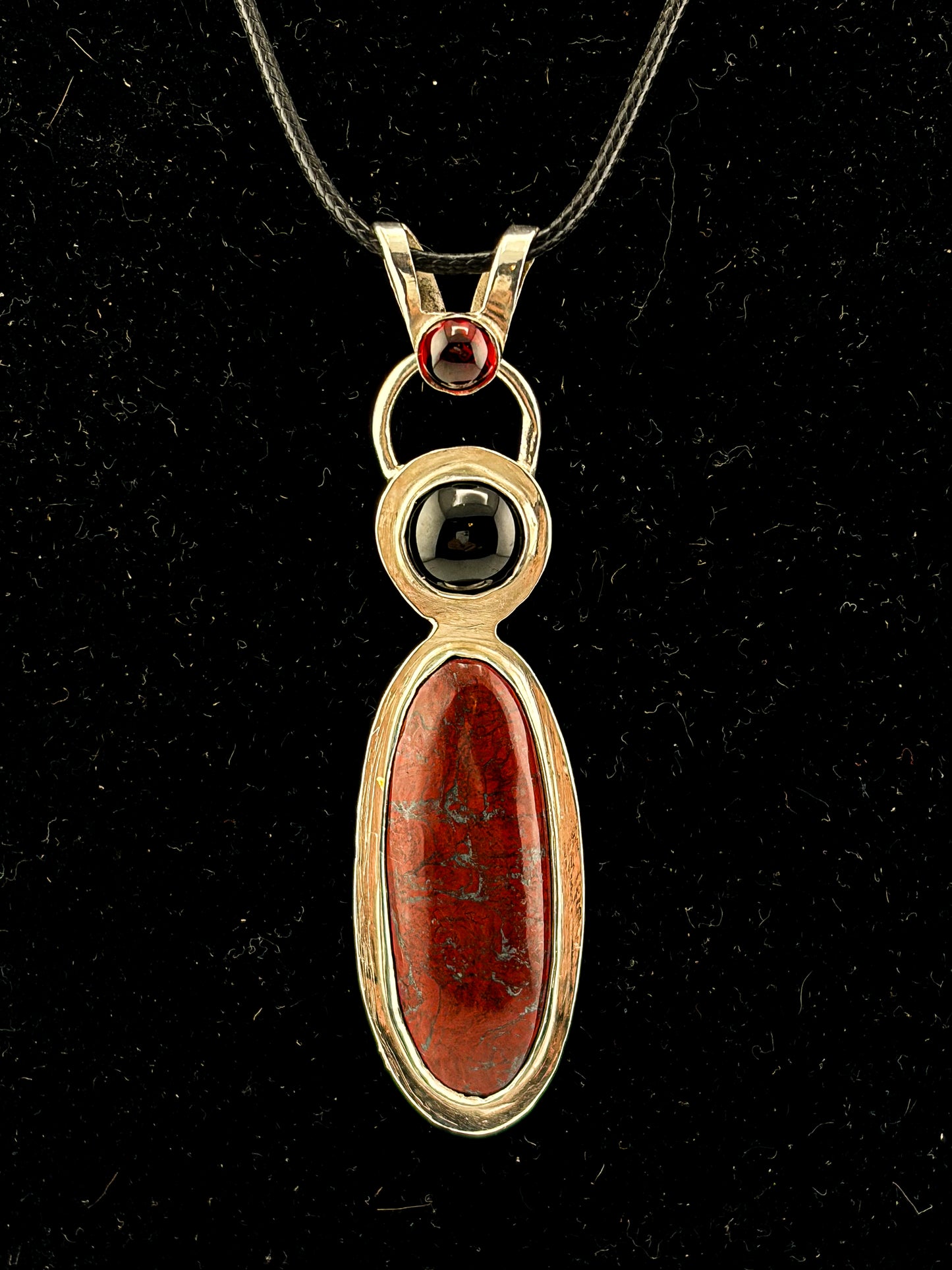 Dinosaur Bone Triple stone Necklace Pendant