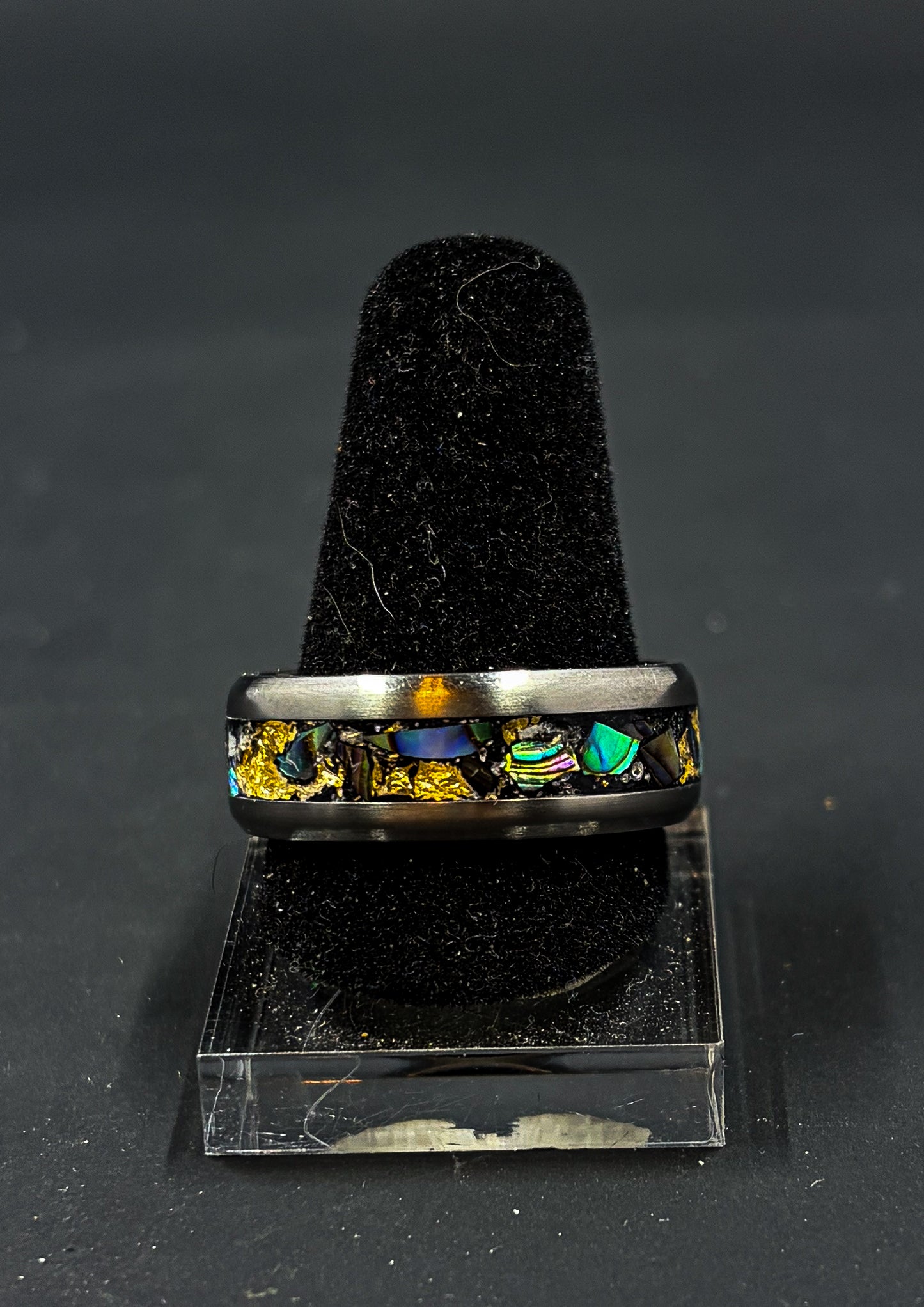 Abalone And Opal Inlay Ring 8mm width size 10us
