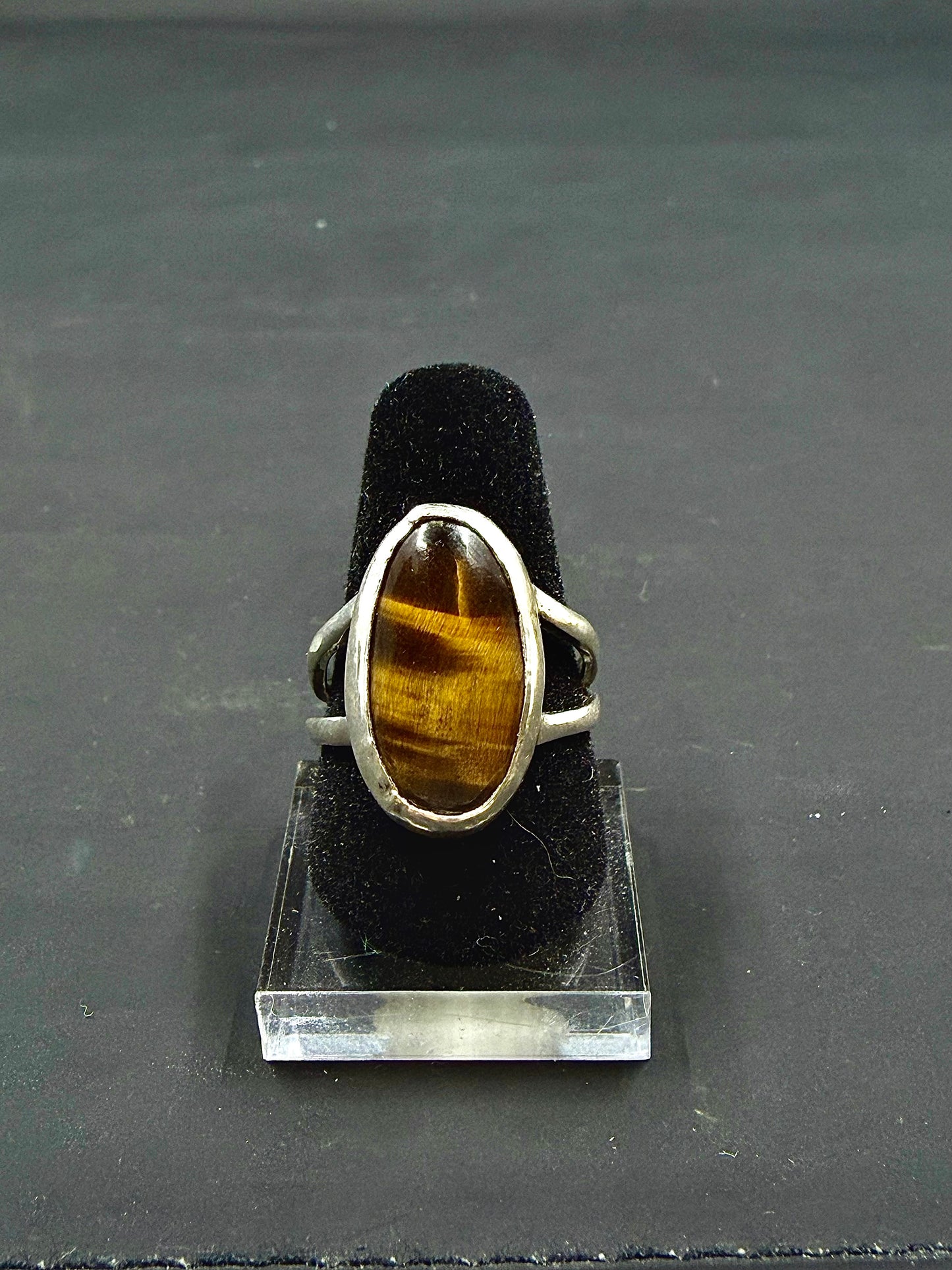 Tigers Eye .925 Silver Ring Size-8 us