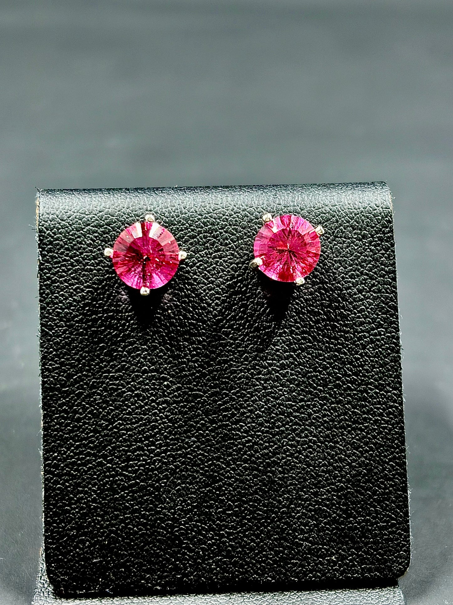 7mm Pink Topaz Earrings