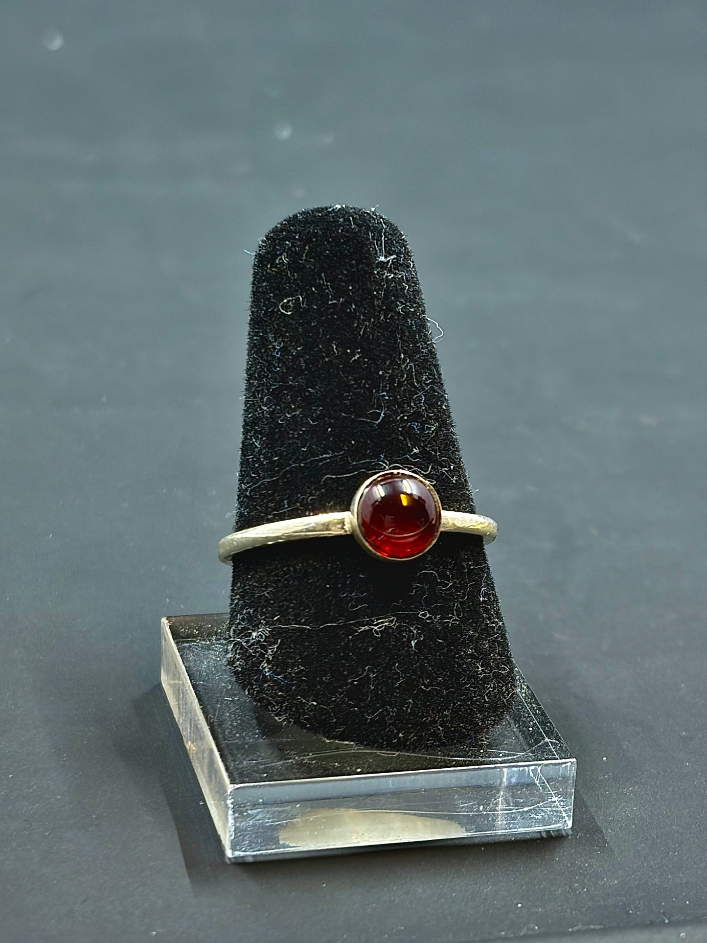 Garnet Cabochon .925 Silver Ring Sizes 7&10.5 us