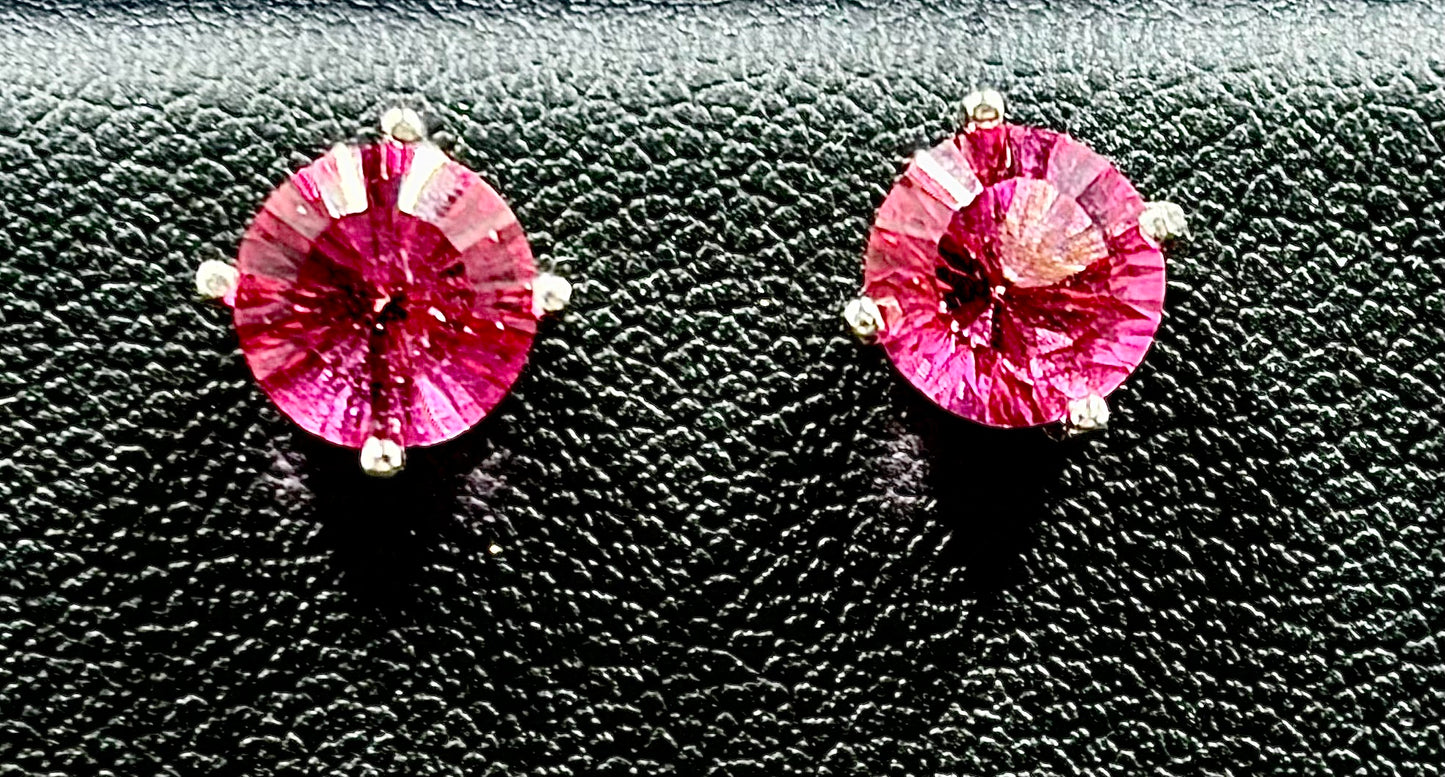 7mm Pink Topaz Earrings