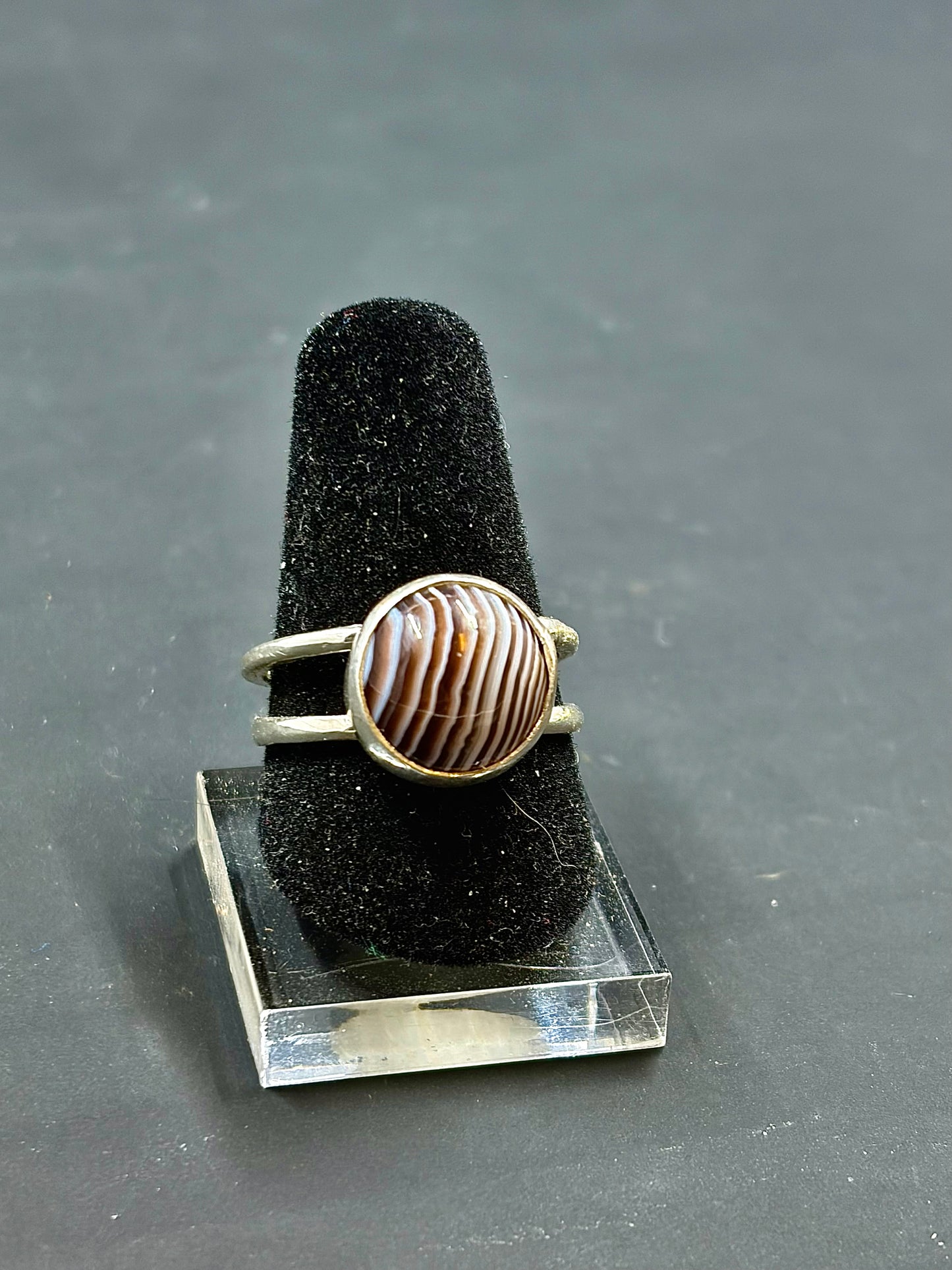 Banded Agate .925 Silver Ring Size-8us