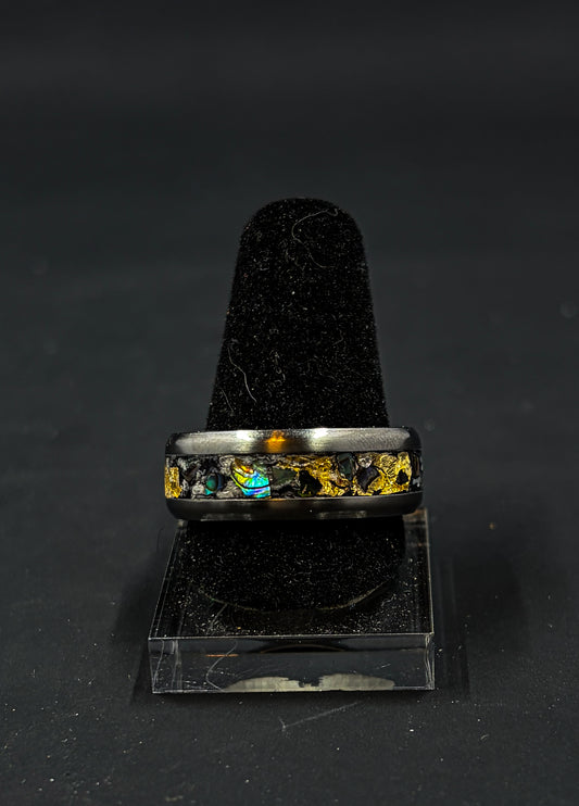 Abalone And Opal Inlay Ring 8mm width size 10us