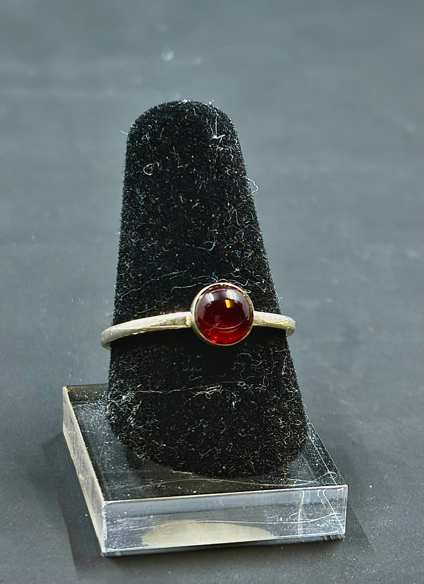 Garnet Cabochon .925 Silver Ring Sizes 7&10.5 us