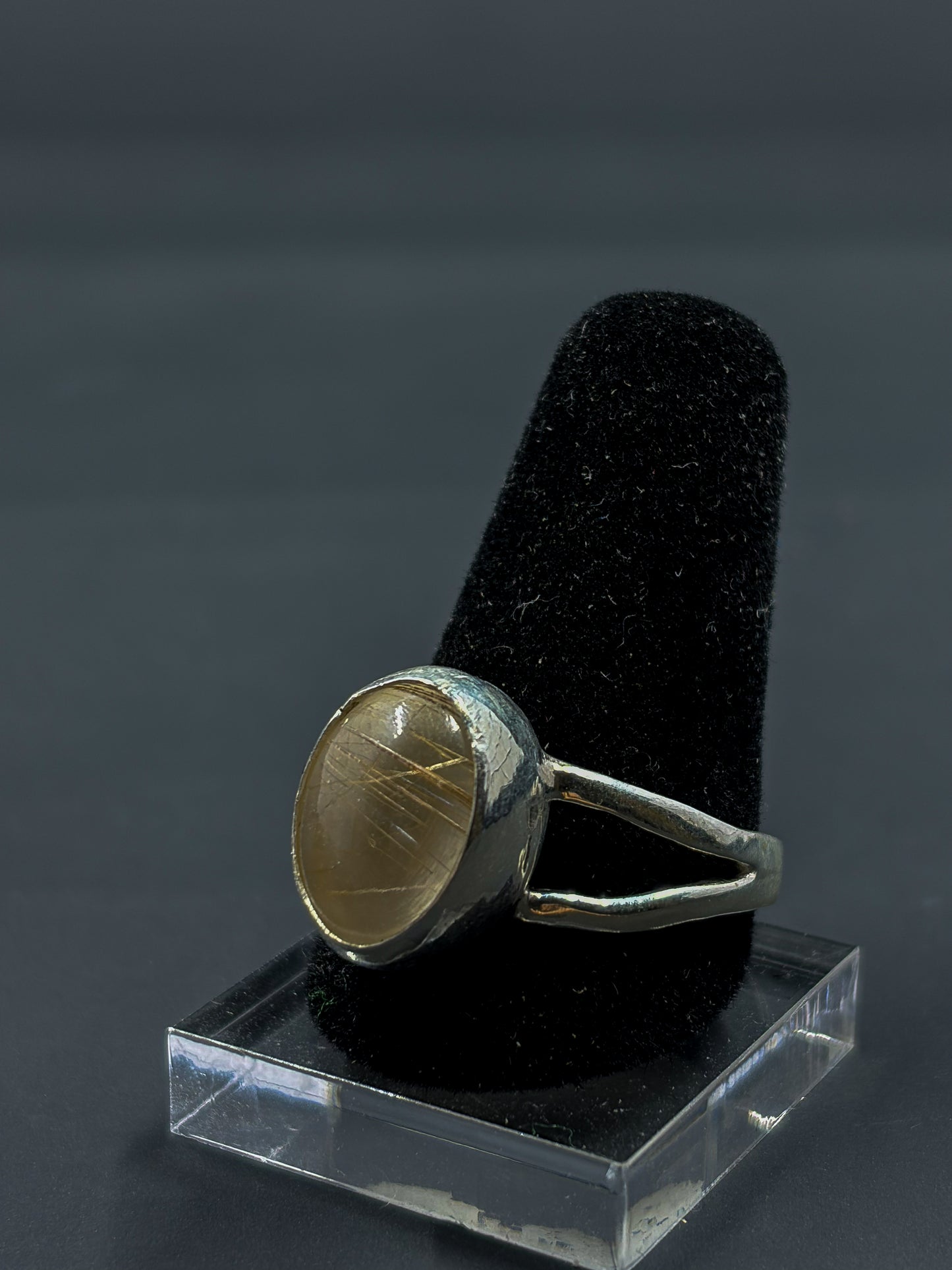 Rutilated Quartz Statement Ring (size 10 us)