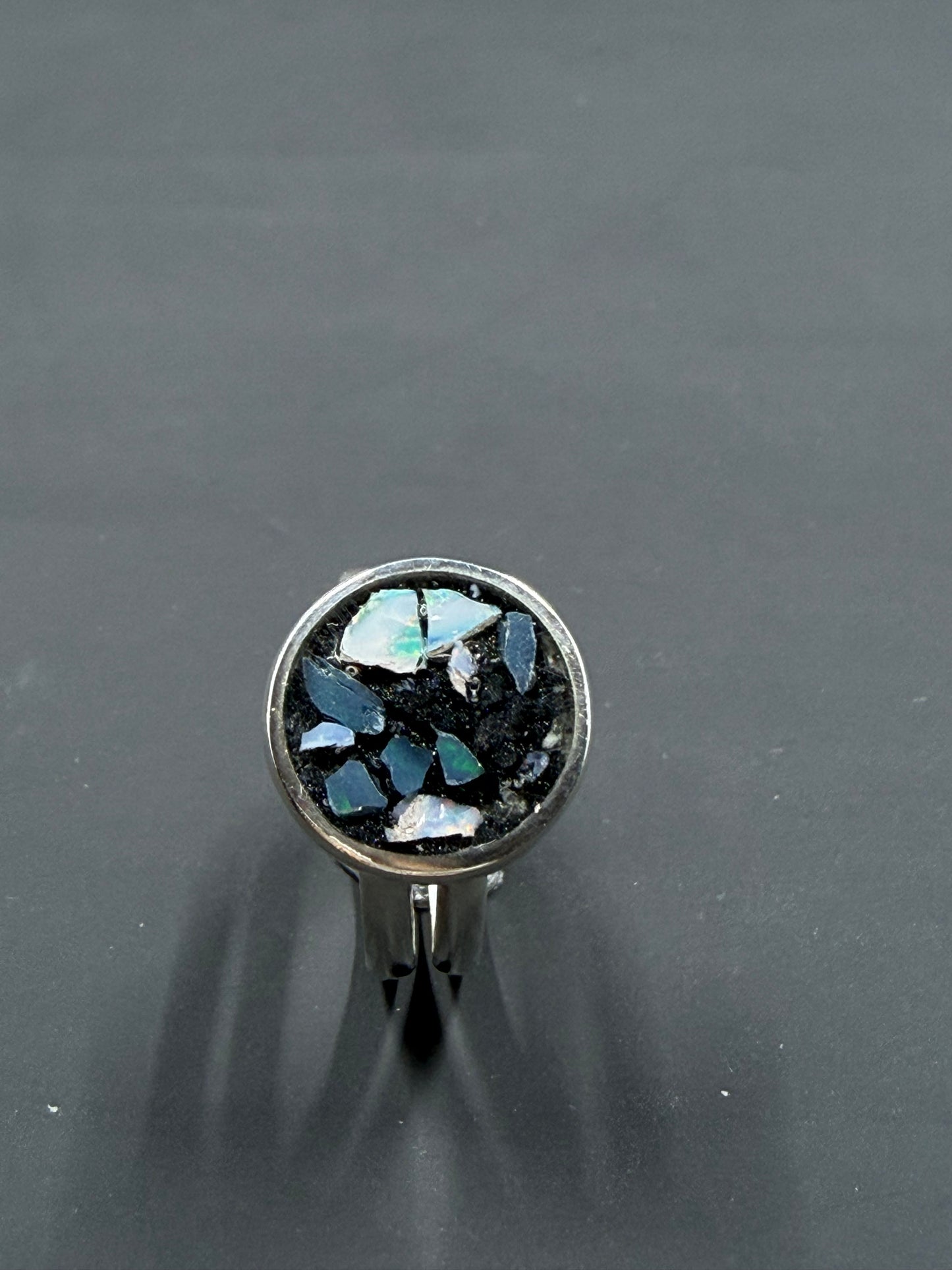 White And Smokey Opal Inlay Ring