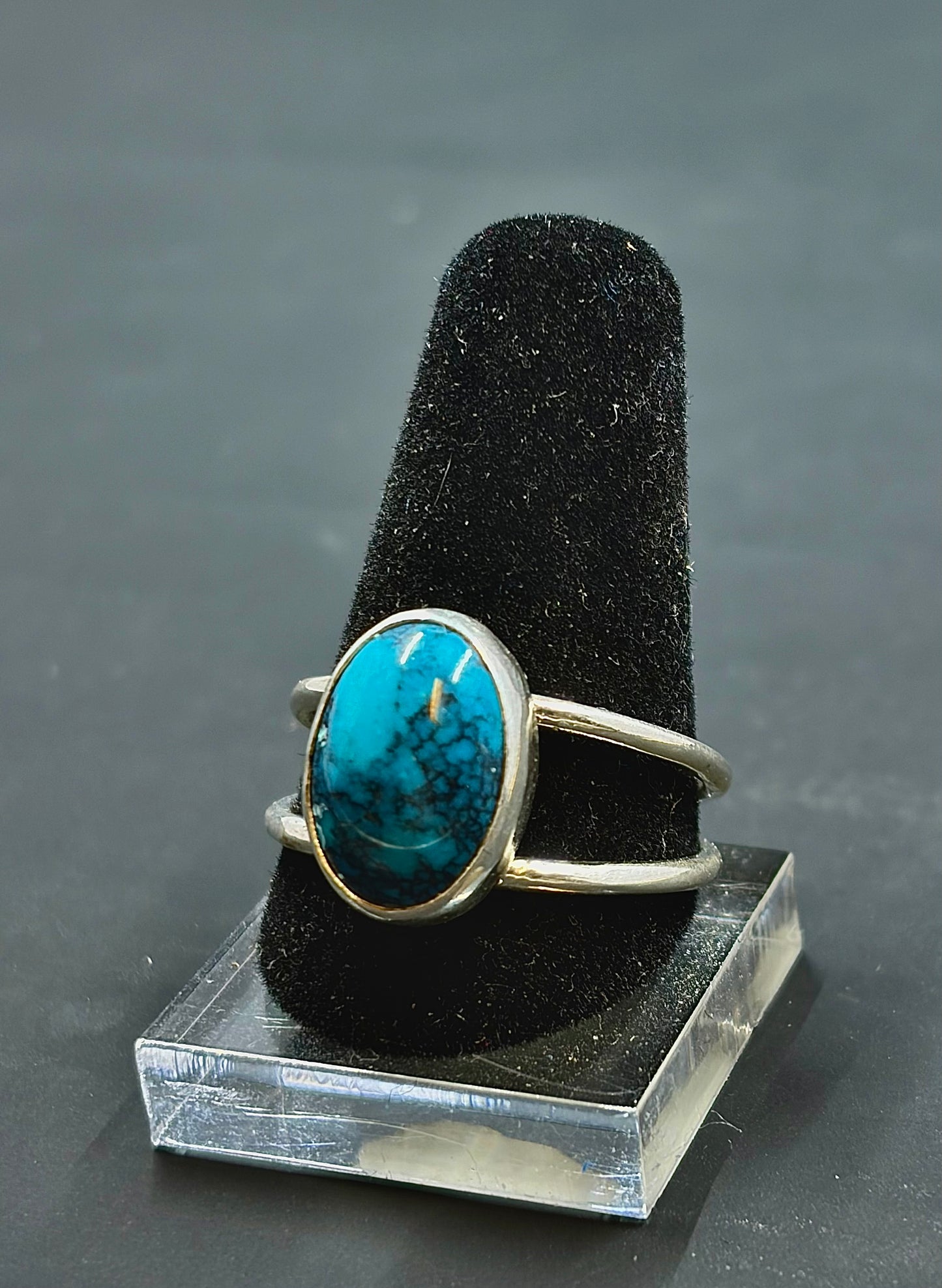 Turquoise .925 silver Double Band Ring Size-9 us
