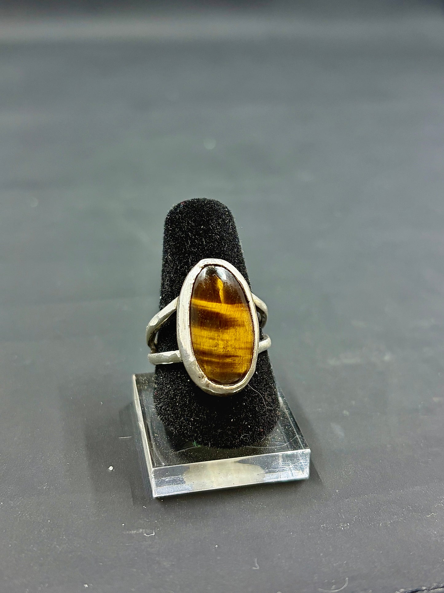 Tigers Eye .925 Silver Ring Size-8 us