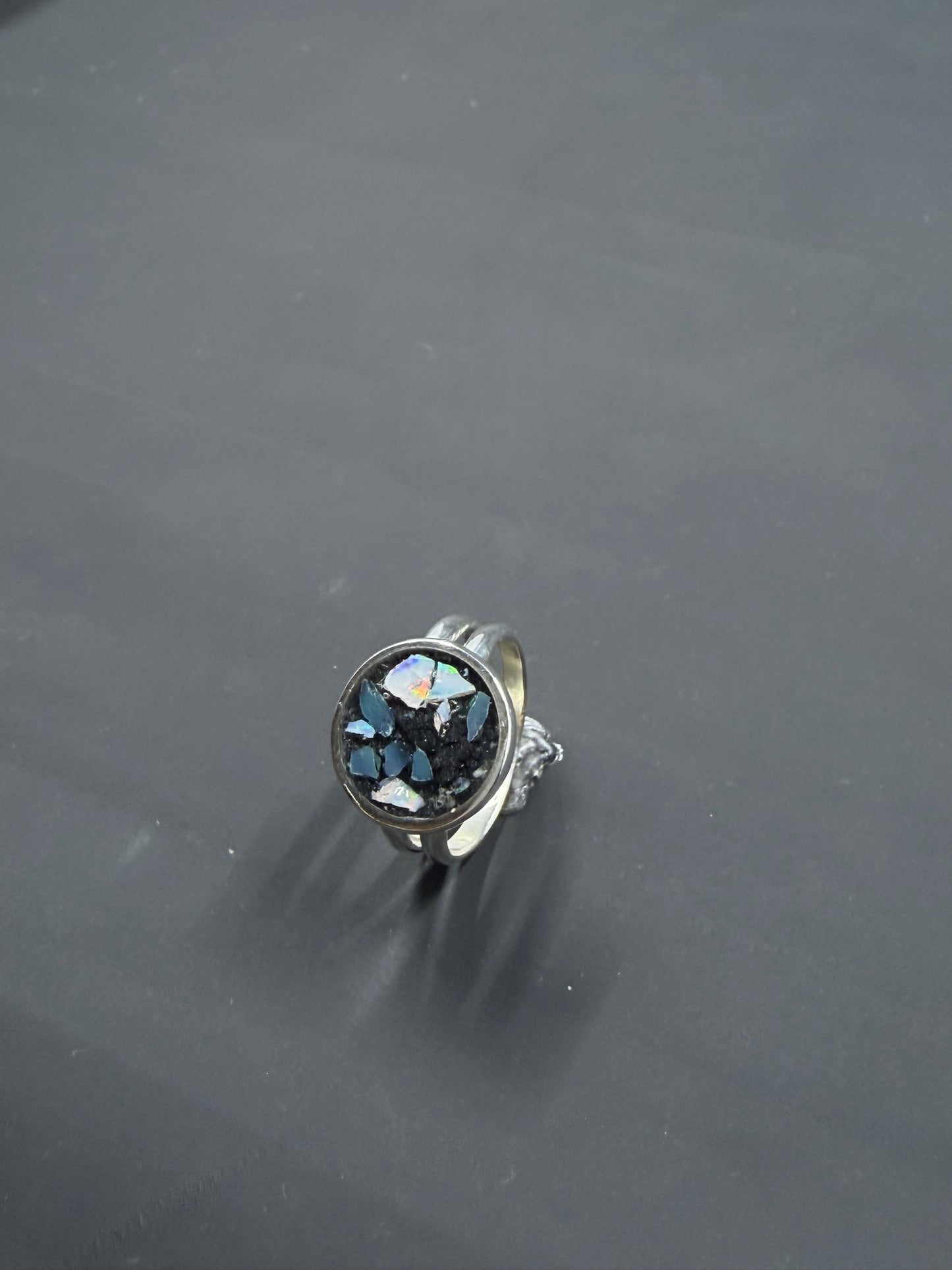White And Smokey Opal Inlay Ring