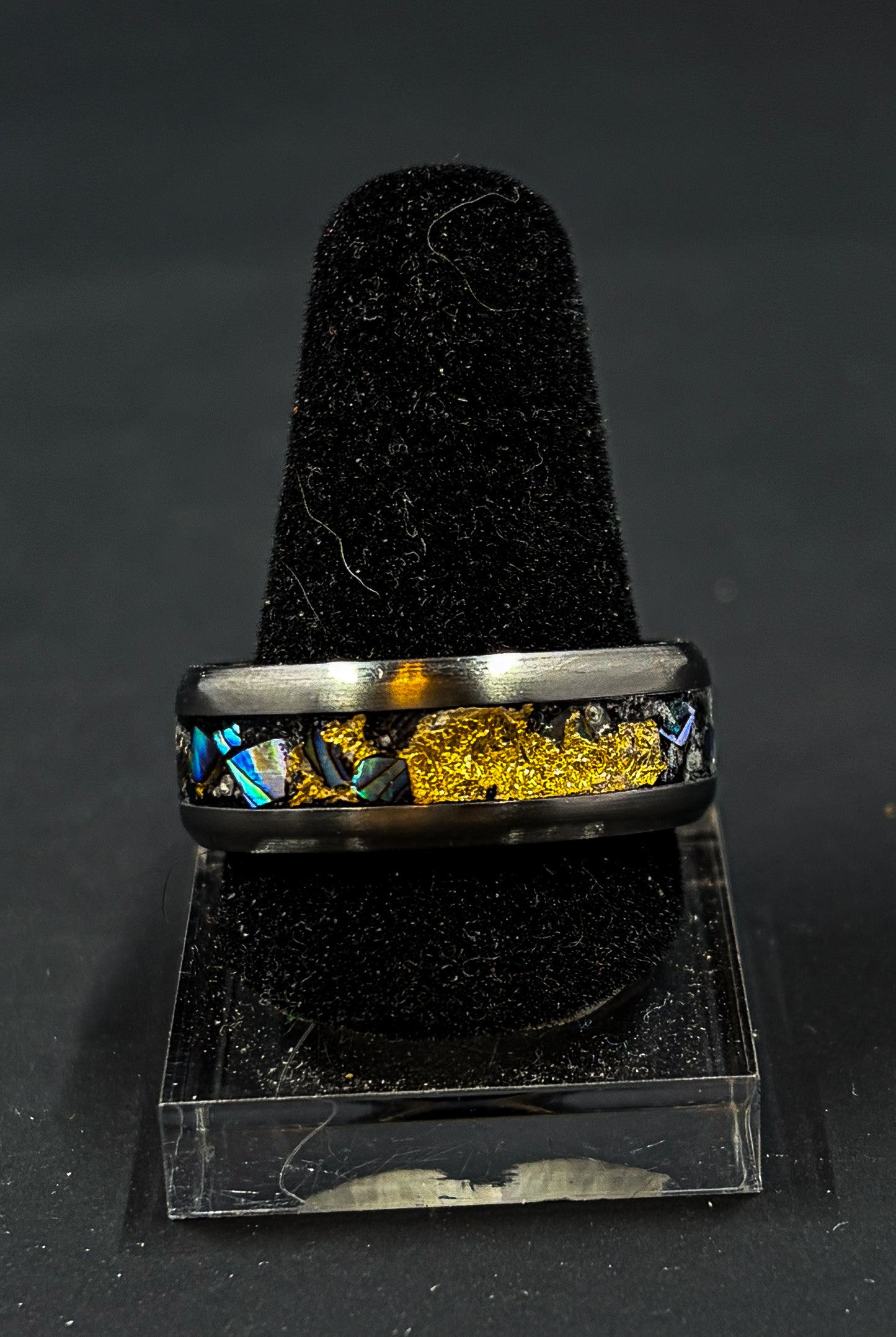 Abalone And Opal Inlay Ring 8mm width size 10us