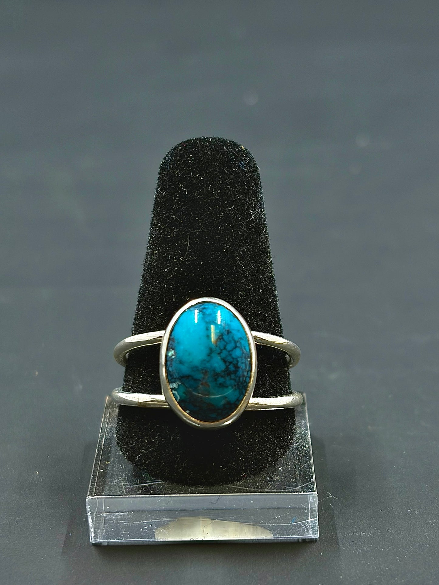 Turquoise .925 silver Double Band Ring Size-9 us