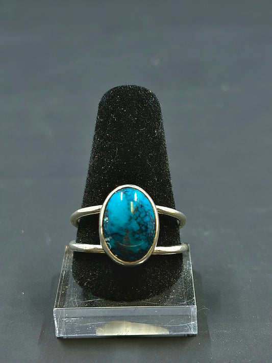 Turquoise .925 silver Double Band Ring Size-9 us