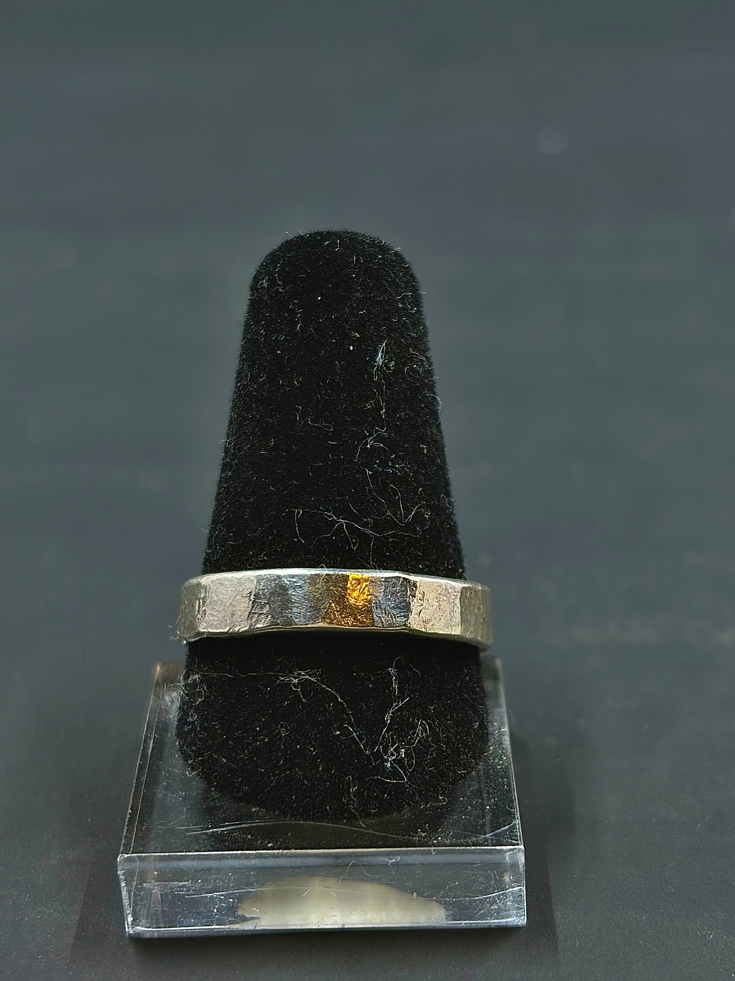 Thick Classic Band .925 Silver Hammer Textured Size 8.5