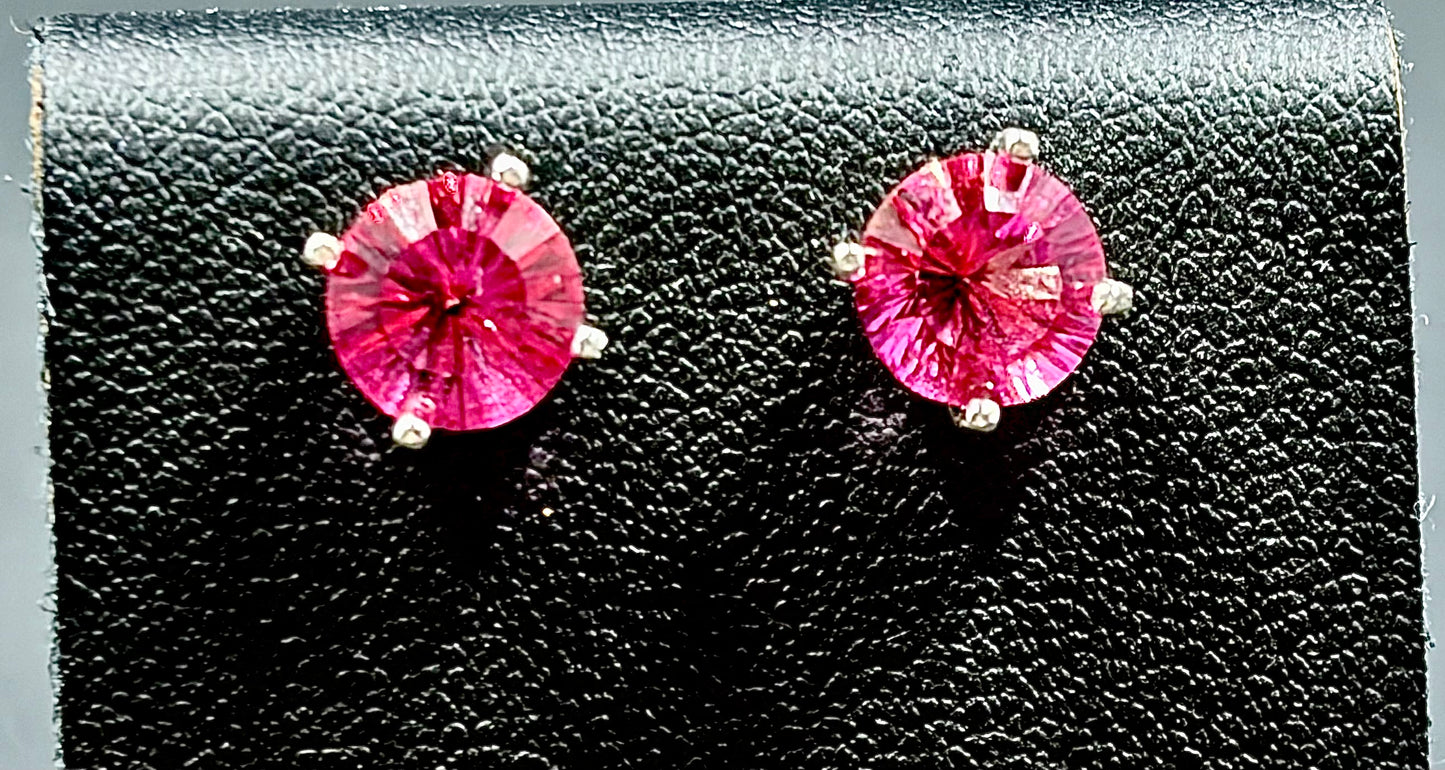 7mm Pink Topaz Earrings