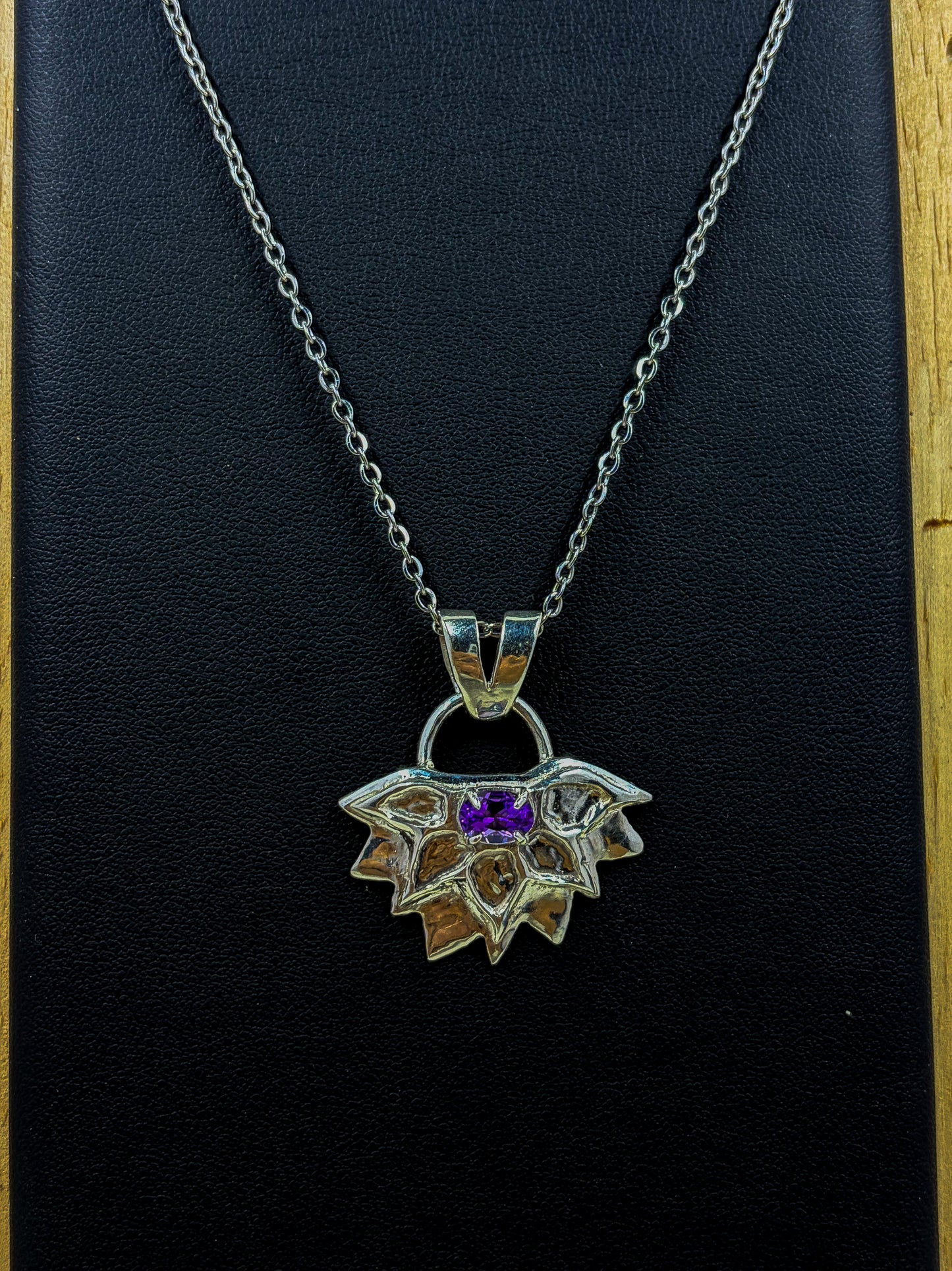 Amethyst Sunflower .925 Silver Pendant