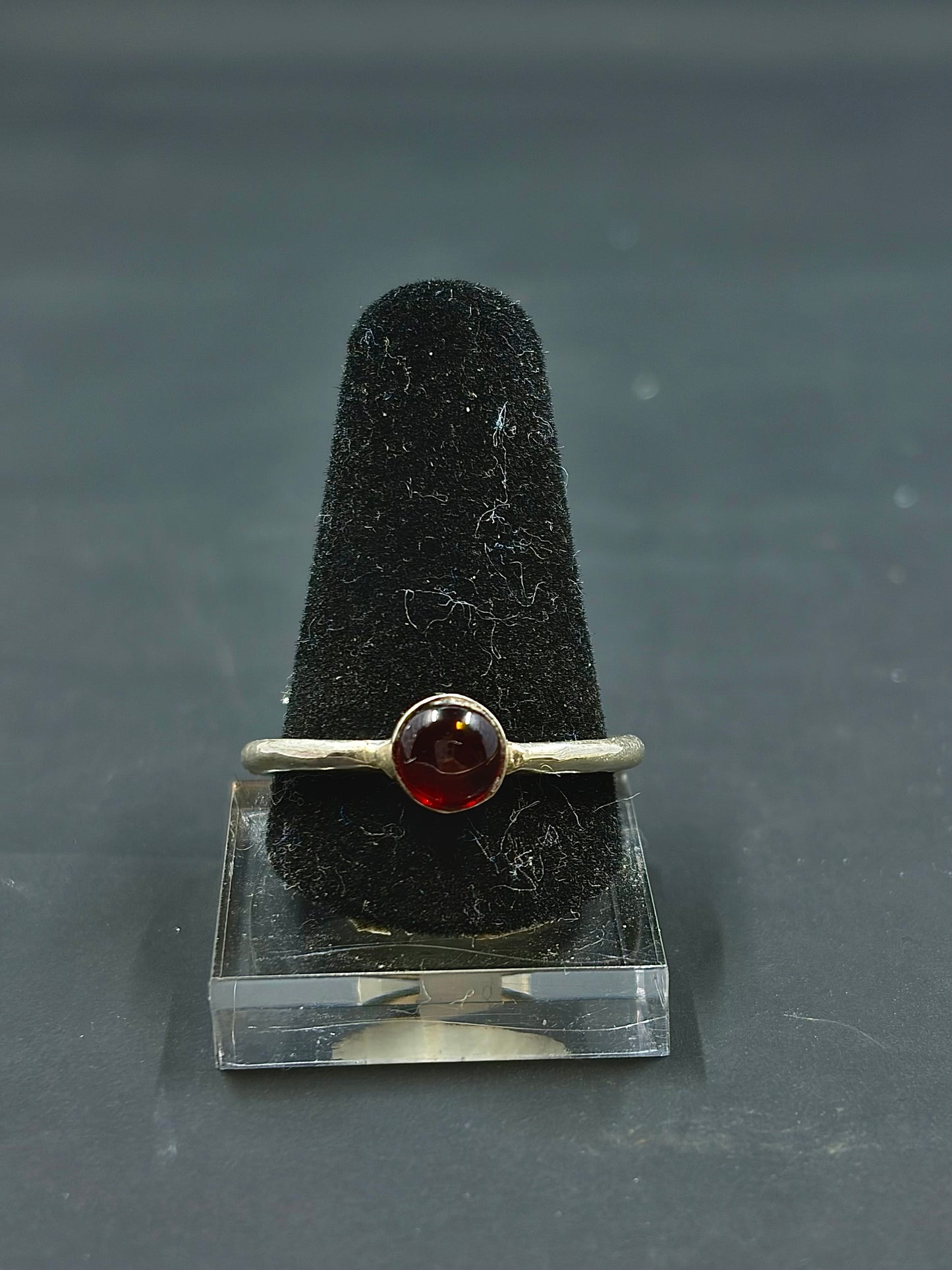 Garnet Cabochon .925 Silver Ring Sizes 7&10.5 us