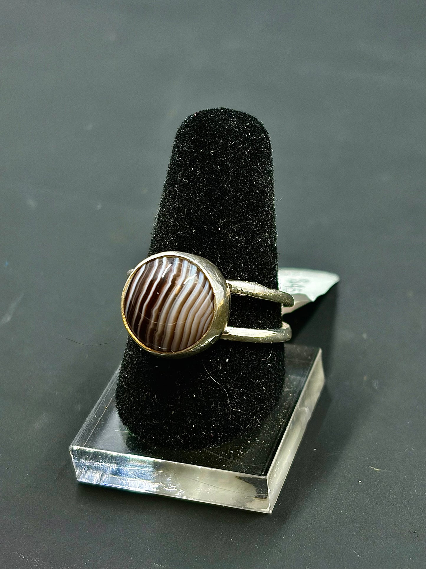 Banded Agate .925 Silver Ring Size-8us