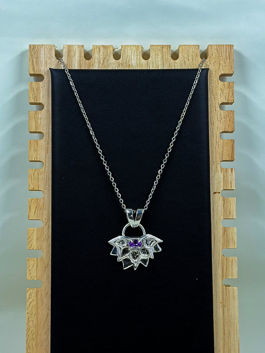 Amethyst Sunflower .925 Silver Pendant