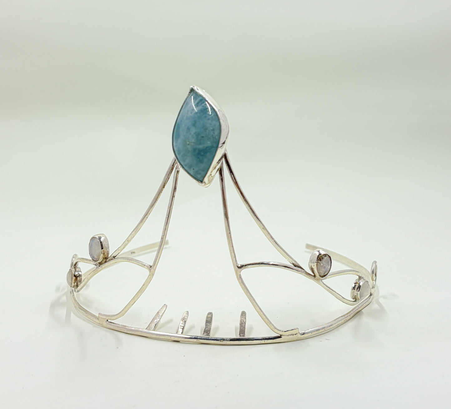 Hand-Crafted Aquamarine and Moonstone Tiara
