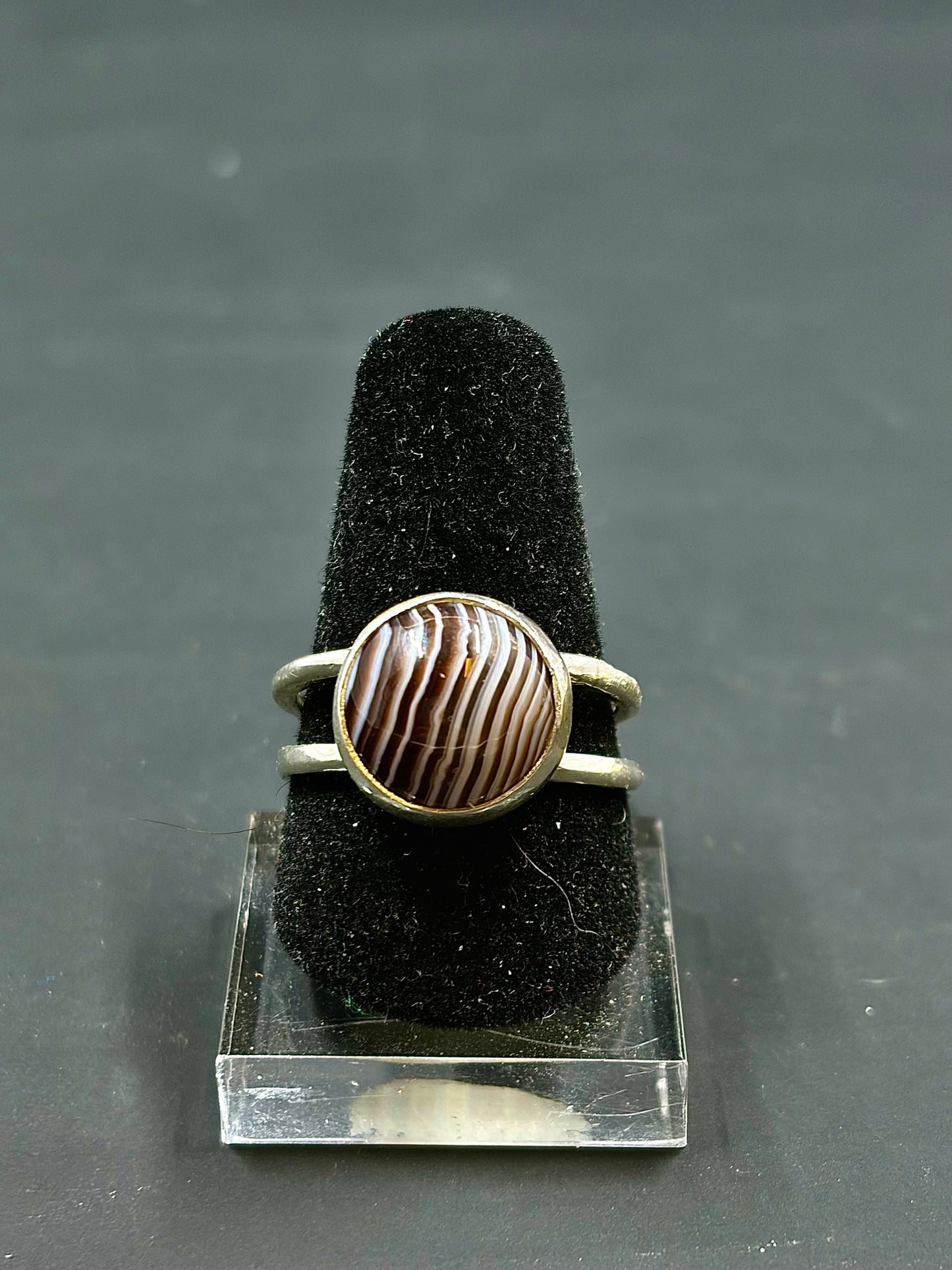 Banded Agate .925 Silver Ring Size-8us