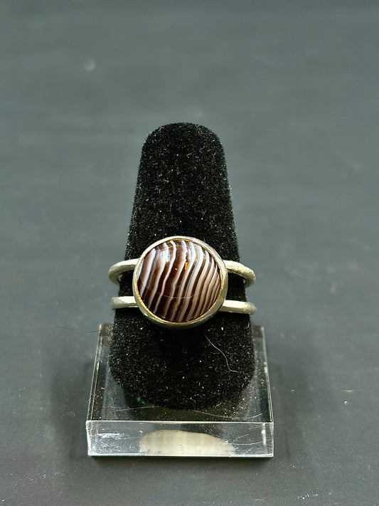 Banded Agate .925 Silver Ring Size-8us
