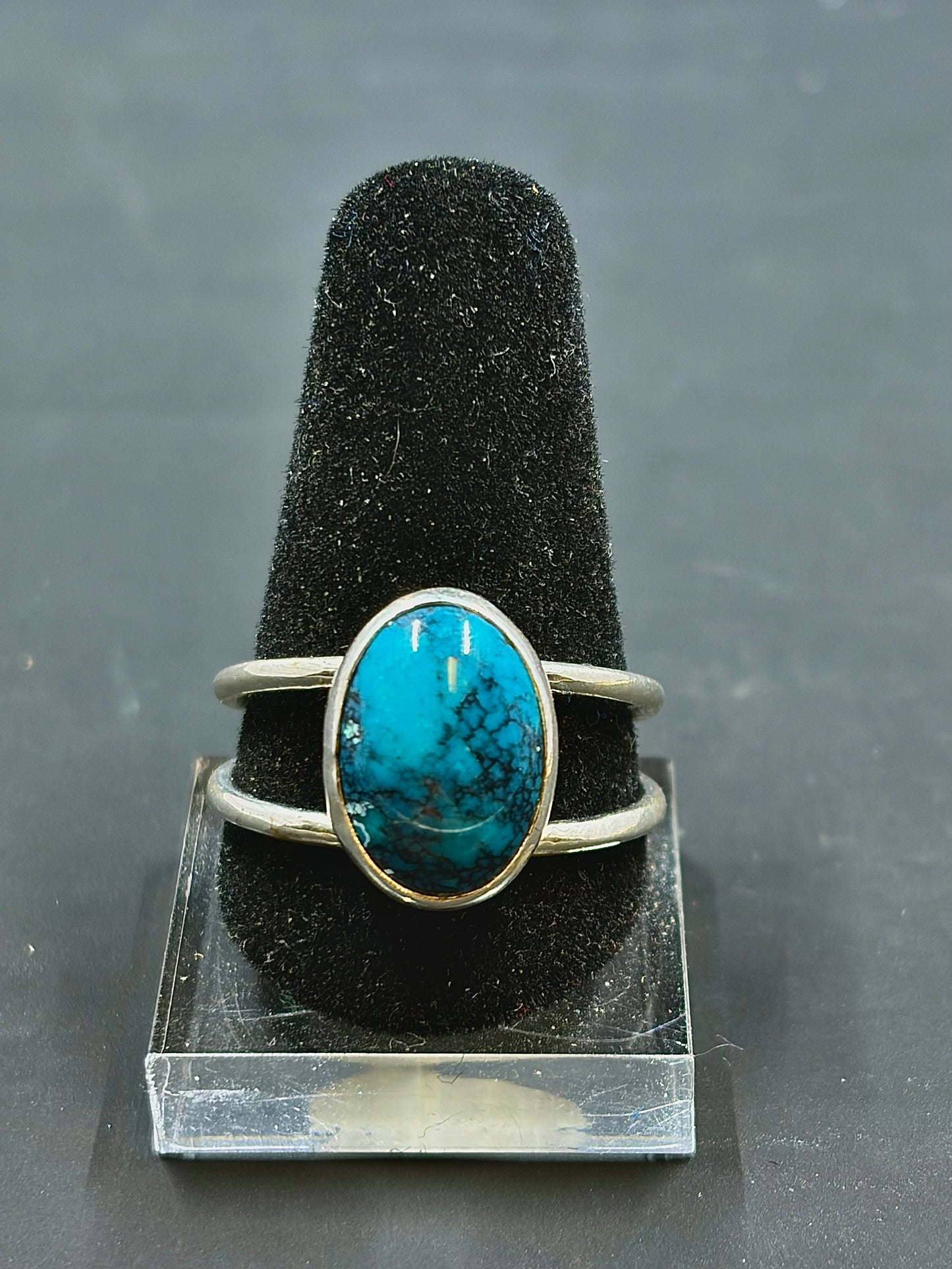 Turquoise .925 silver Double Band Ring Size-9 us