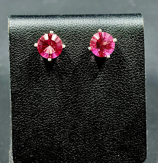 7mm Pink Topaz Earrings