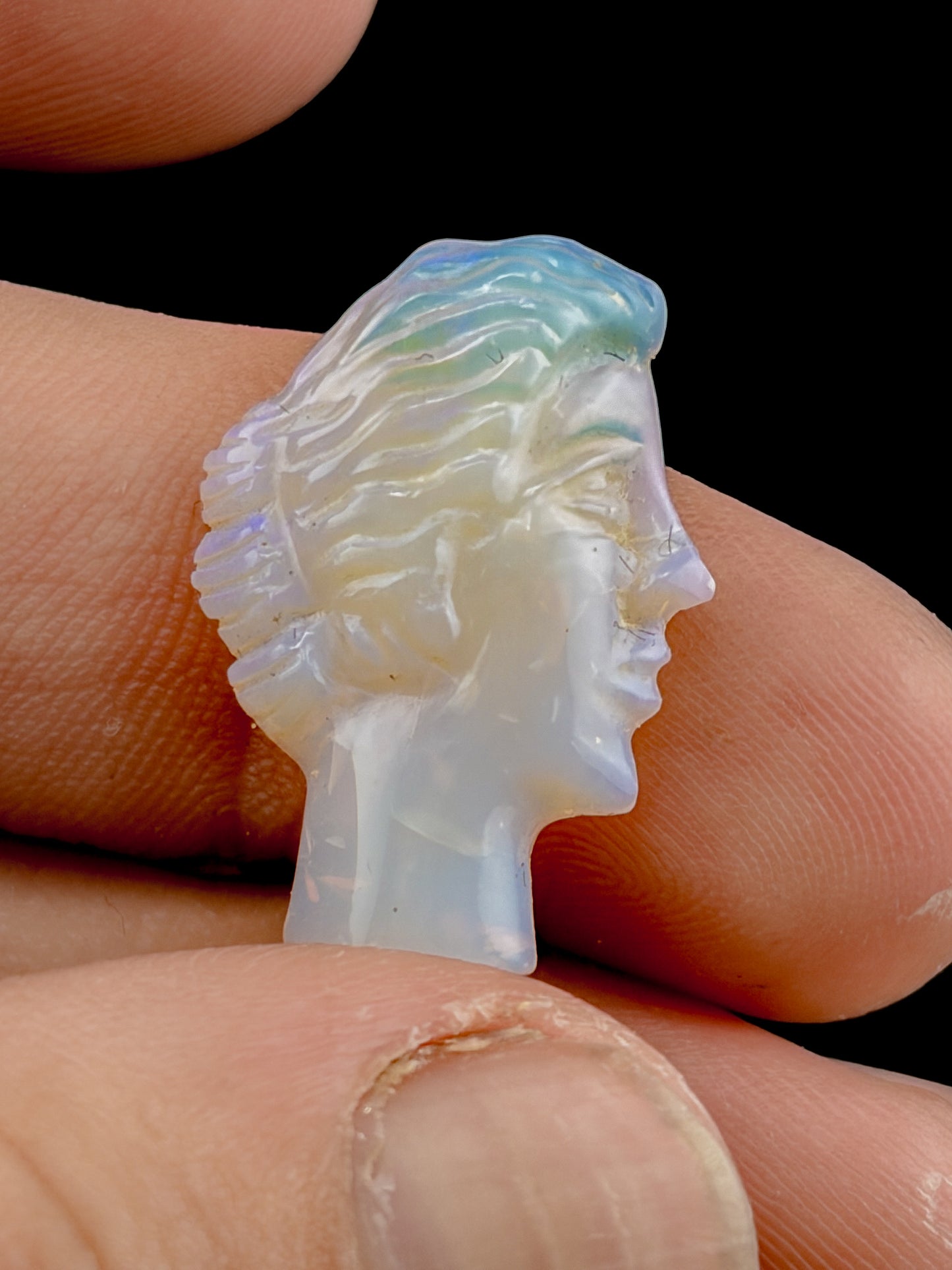 Lightning Ridge Crystal Opal Cameo- Female Model 2