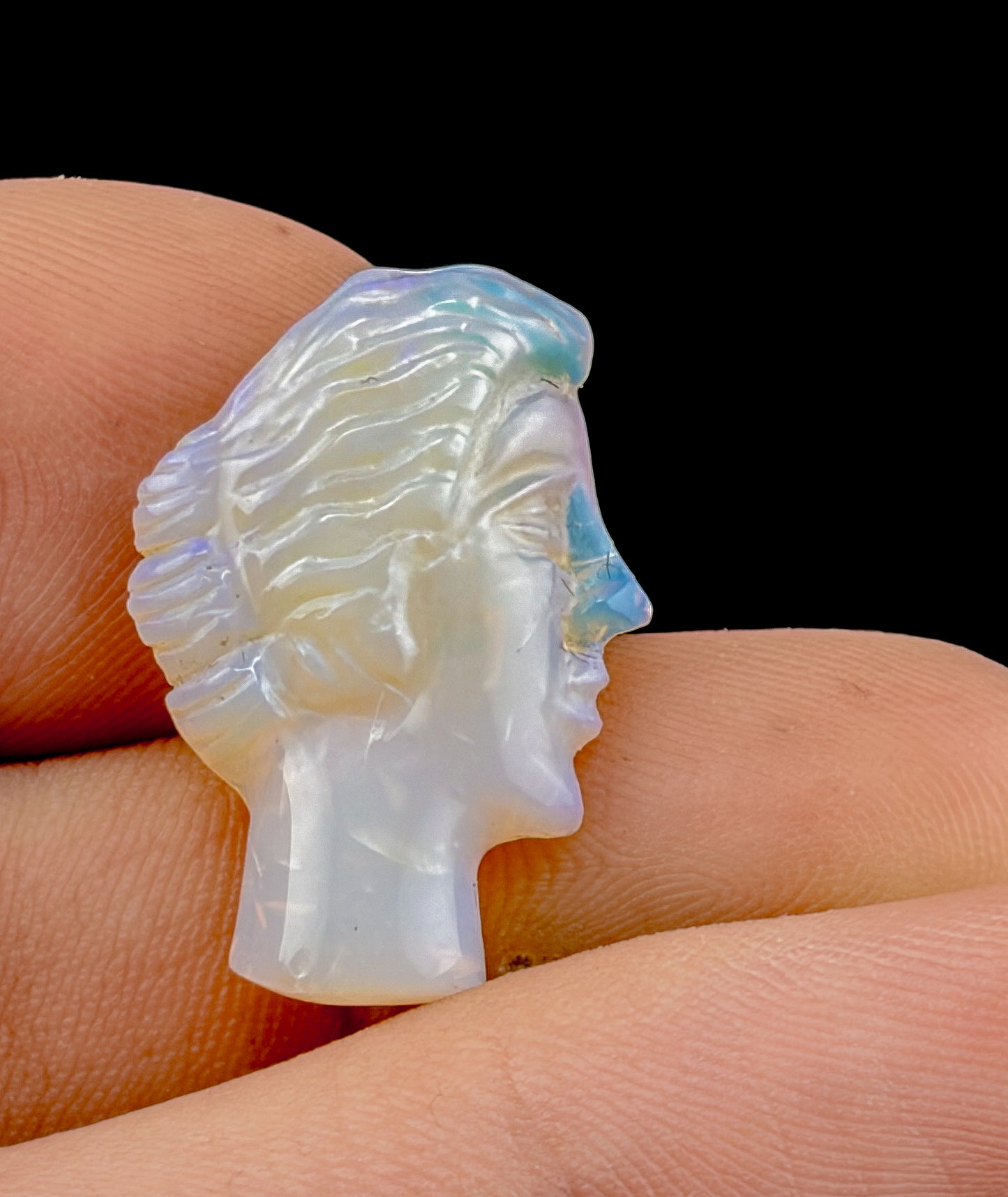 Lightning Ridge Crystal Opal Cameo- Female Model 2
