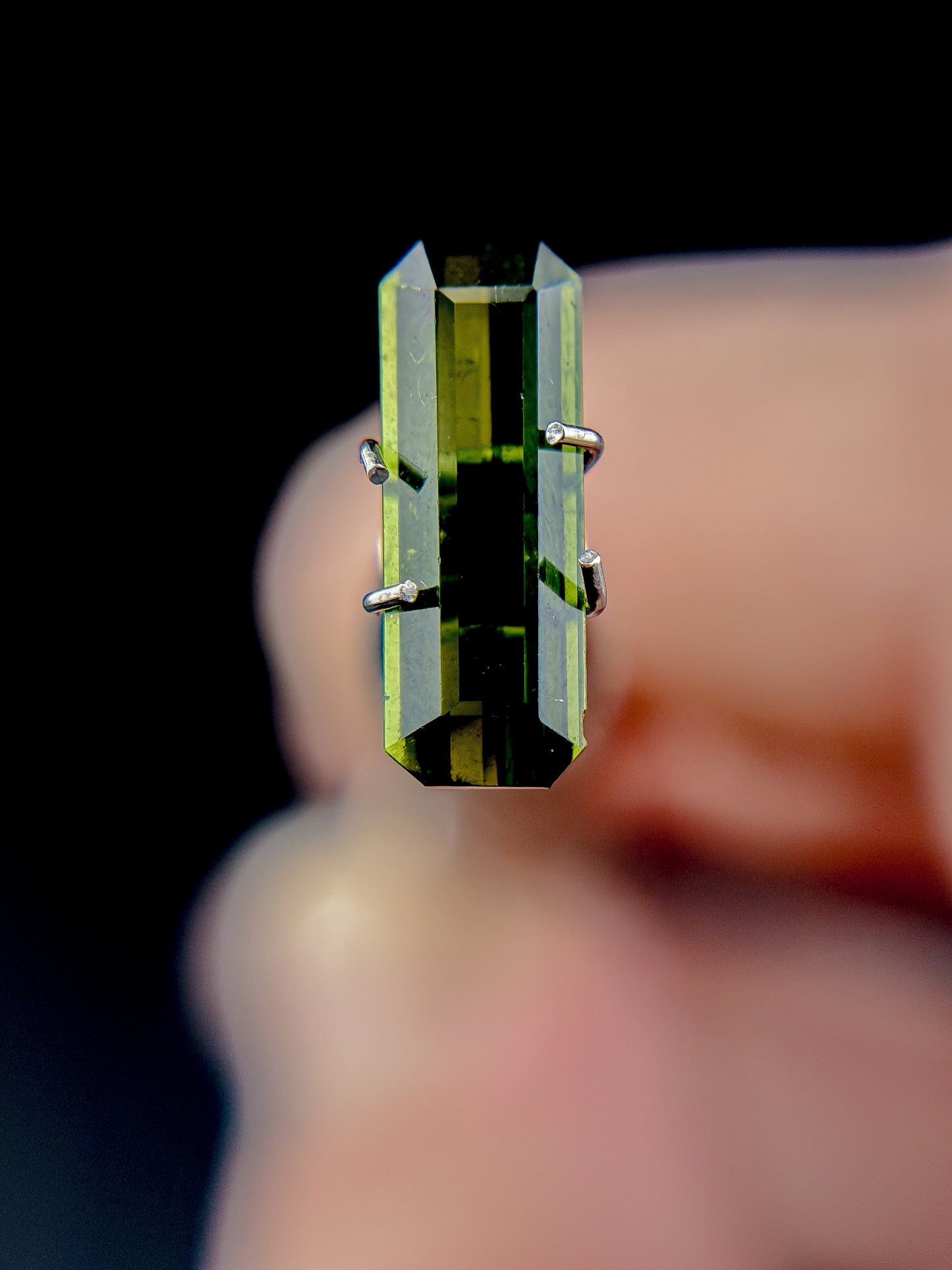 11.5x3.25mm Green Tourmaline Rectangle
