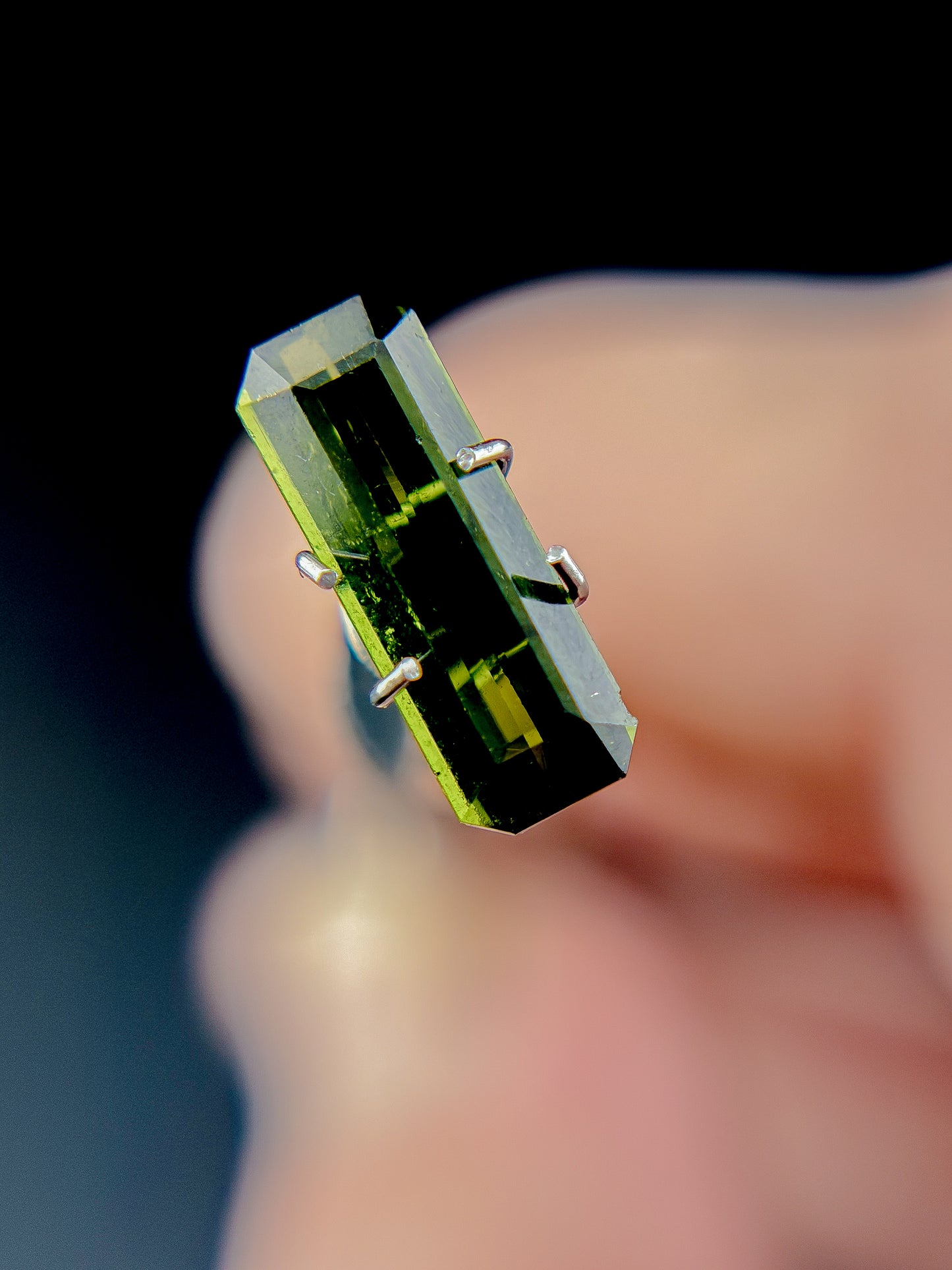11.5x3.25mm Green Tourmaline Rectangle