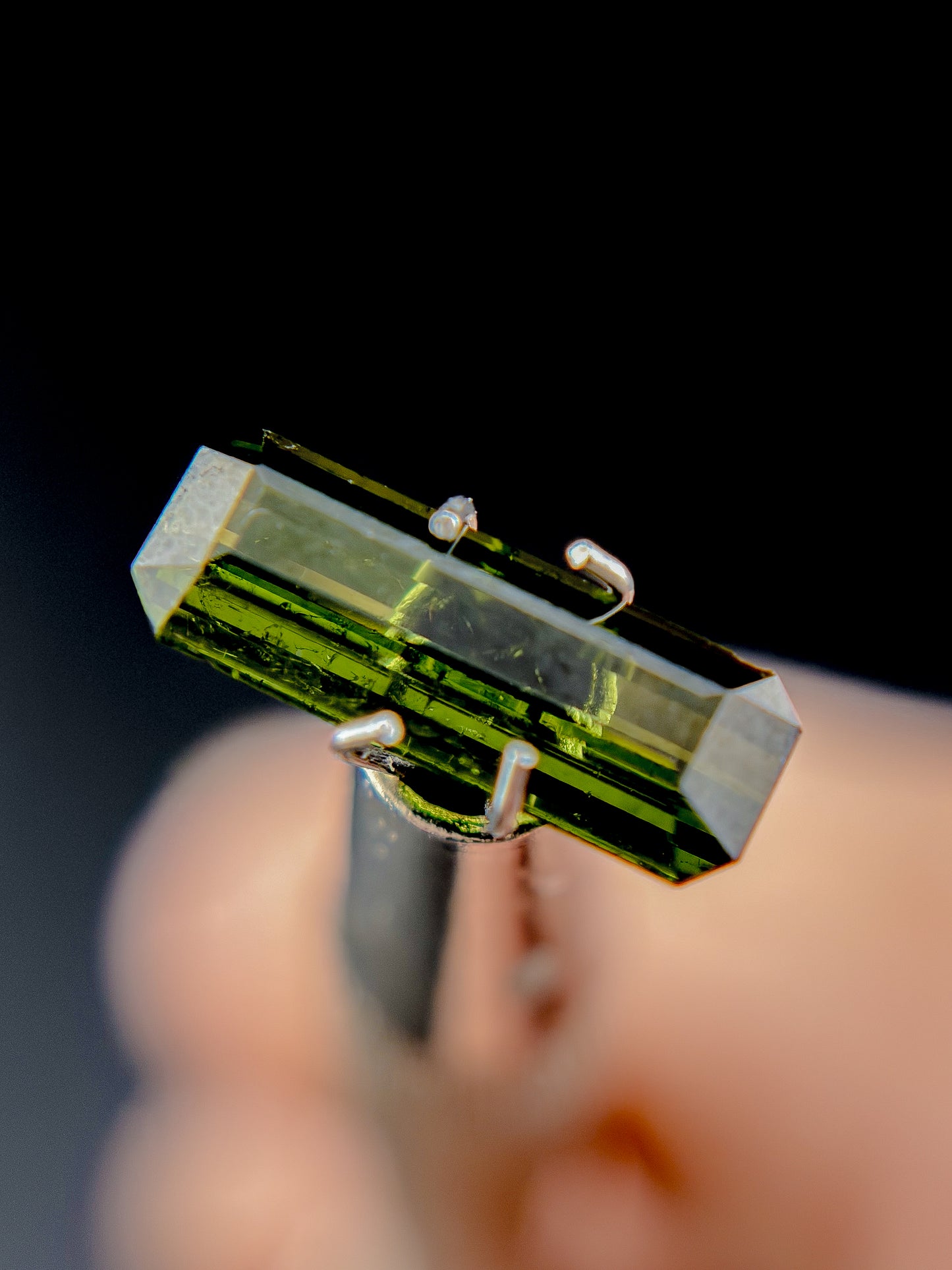 11.5x3.25mm Green Tourmaline Rectangle