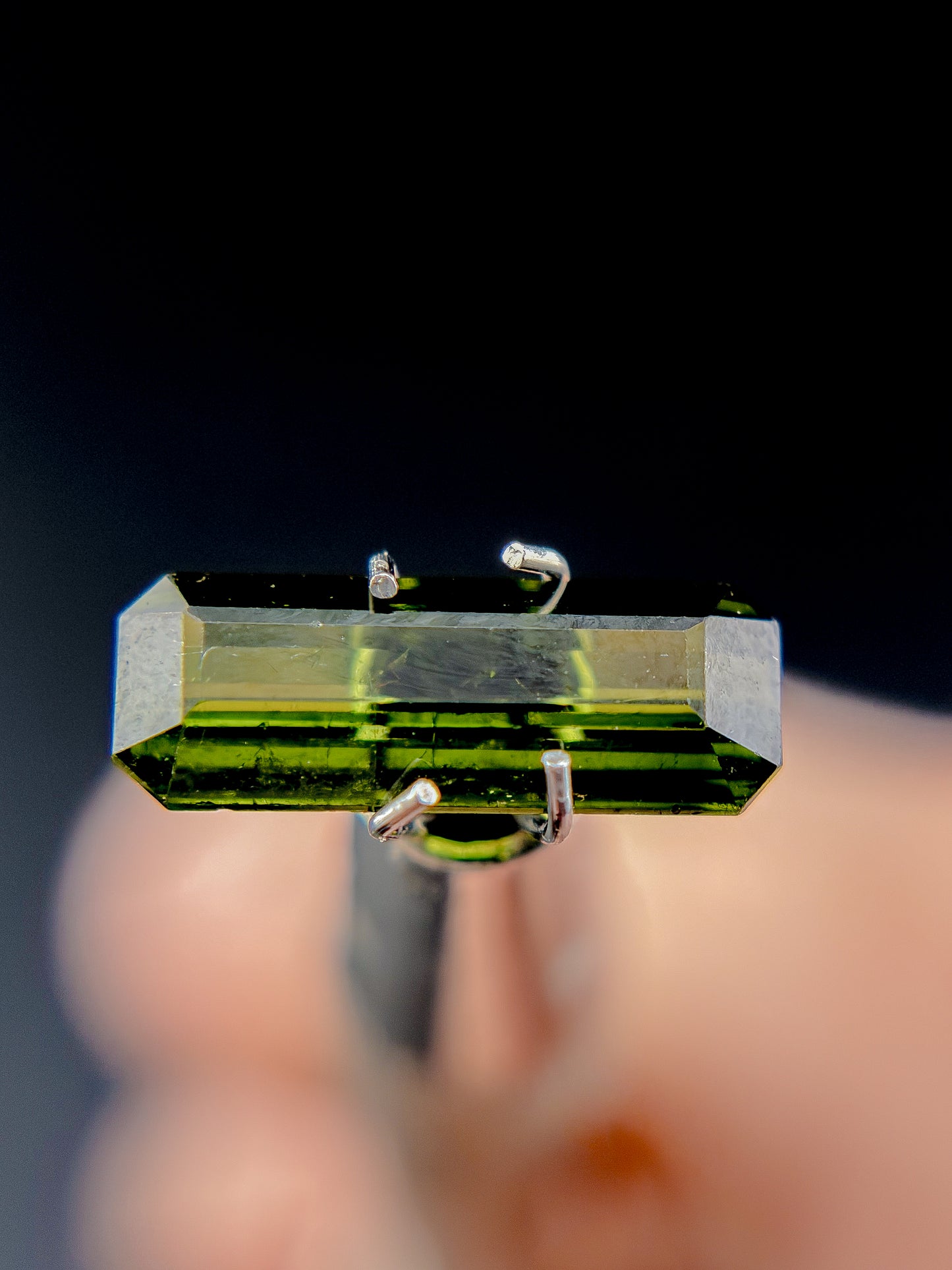 11.5x3.25mm Green Tourmaline Rectangle