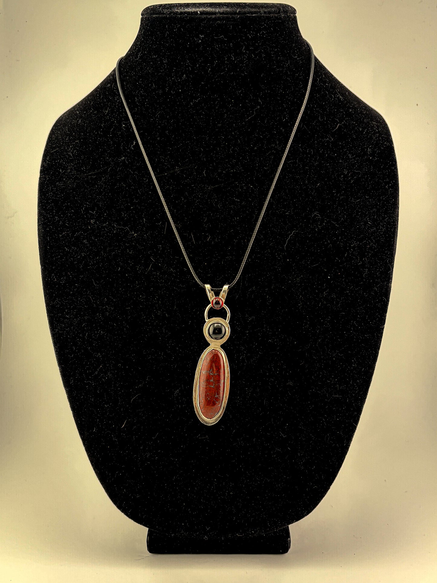 Dinosaur Bone Triple stone Necklace Pendant