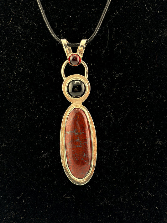 Dinosaur Bone Triple stone Necklace Pendant